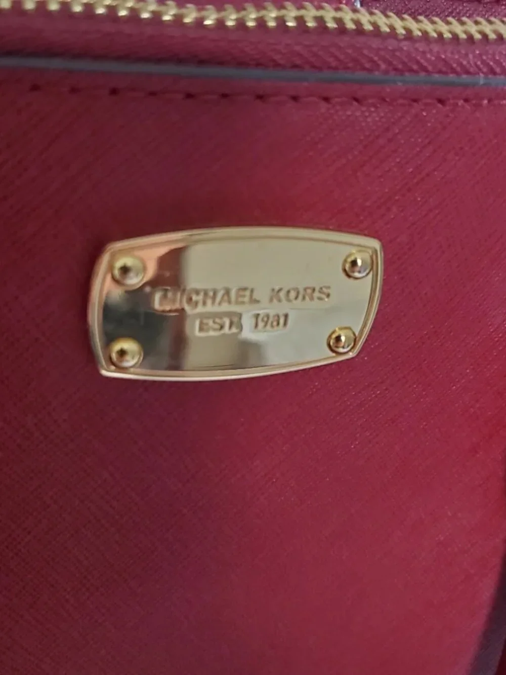 Michael Kors red saffiano leather top handle crossbody